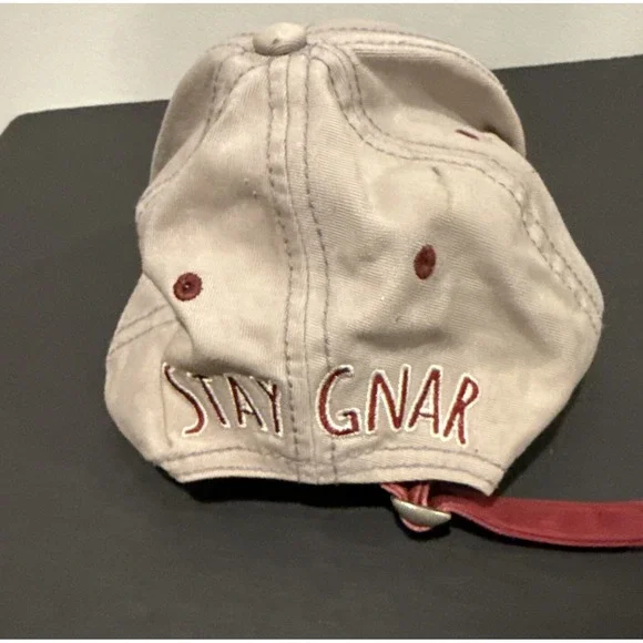 Dolphin Hat Stay Gnar Jacksonville Florida Hat OSFM Adjustable Beige Maroon - Picture 4 of 5